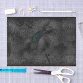 ひまわりダークグレーティール（緑がかった色）ヴィンテージアンティークテクスチャ 薄葉紙 (クラフト)