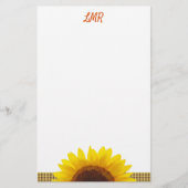 ひまわりチェッカーボードモノグラ空白のム書ズ 便箋 (正面)
