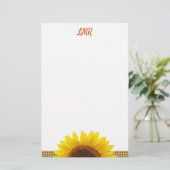 ひまわりチェッカーボードモノグラ空白のム書ズ 便箋 (スタンド正面)