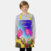 ひまわりチューリップ考える&ラブズオブユー エプロン (着用した状態)