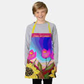 ひまわりチューリップ考える&ラブズオブユー エプロン (着用した状態)