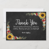 ひまわりチョークボードカントリーウェディングありがとう サンキューカード (正面)