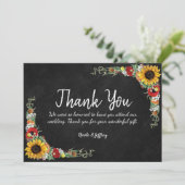 ひまわりチョークボードカントリーウェディングありがとう サンキューカード (スタンド正面)