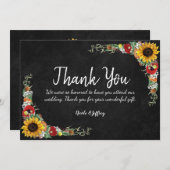 ひまわりチョークボードカントリーウェディングありがとう サンキューカード (正面/裏面)
