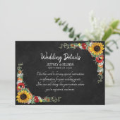 ひまわりチョークボードカントリーウェディング詳細カード 招待状 (スタンド正面)
