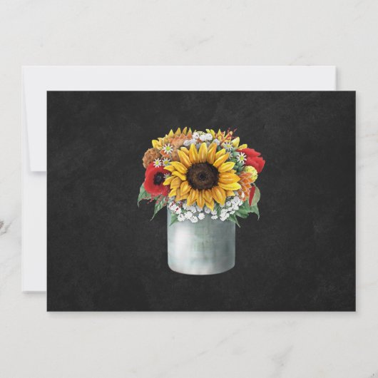 ひまわりチョークボードカントリーウェディング詳細カード 招待状 (裏面)