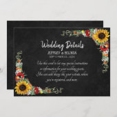 ひまわりチョークボードカントリーウェディング詳細カード 招待状 (正面/裏面)