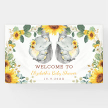 ひまわりツインエレファントベビーシャワーバックドロップ