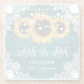 ひまわりティール（緑がかった色）ウ素朴ッドレー結婚スズ ガラスコースター (裏面)