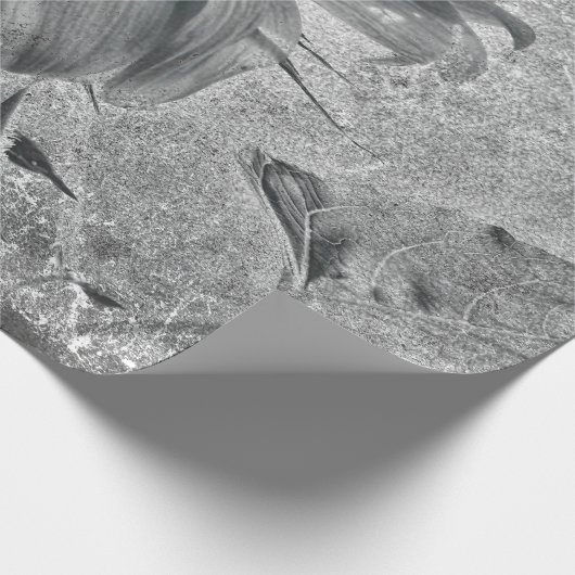 ひまわりティール（緑がかった色）グレーヴィンテージアンティークテクスチャ ラッピングペーパー (角)