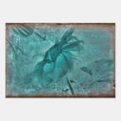 ひまわりティール(緑がかった色)ブラウンヴィンテージアンティーク グランジ ラッピングペーパーシート (正面2)