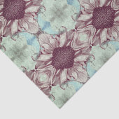 ひまわりティール(緑がかった色)ブルーセピアフローラ水彩素朴 薄葉紙 (詳細)