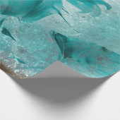 ひまわりティール（緑がかった色）ブルーヴィンテージアンティークテクスチャ ラッピングペーパー (角)