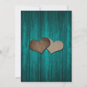 ひまわりティール(緑がかった色)素朴ウッドフローラレース結婚ズ 招待状 (裏面)