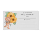 ひまわりテディベアの本は蔵書票 ラベル (正面)