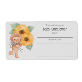 ひまわりテディベアの本は蔵書票 ラベル