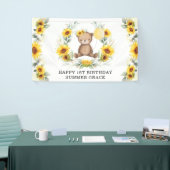 ひまわりテディベアイエローバルーンハッピーバースデー 横断幕 (トレードショー)