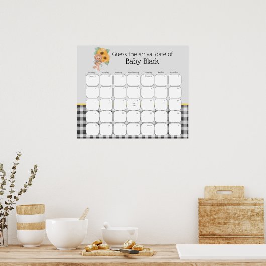 ひまわりテディベアピクニックは期日を推測 ポスター (キッチン)