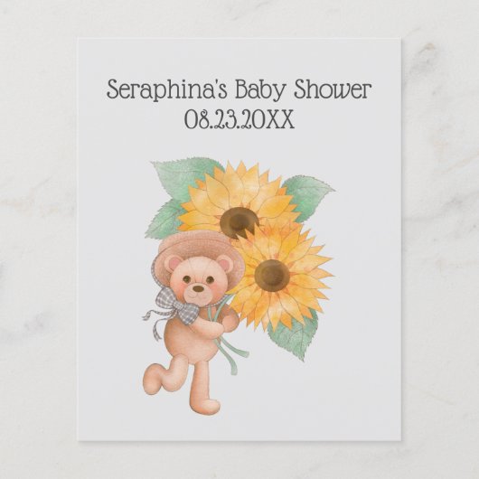 ひまわりテディ赤ちゃんシャワー予測とアドバイス (裏面)