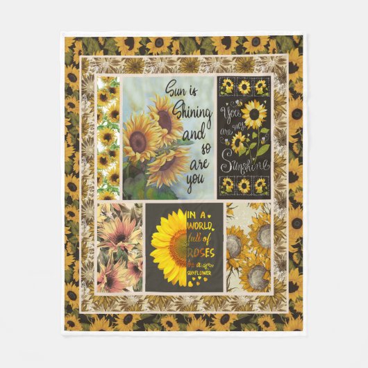 ひまわりテーマお前が俺の太陽だ フリースブランケット (正面)