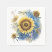ひまわりテーマパーティーナプキン。フローラパーティー スタンダードカクテルナプキン (正面)