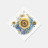 ひまわりテーマパーティーナプキン。フローラパーティー スタンダードカクテルナプキン (角)