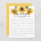 ひまわりテーマベビー名シャワーゲーム (正面/裏面)