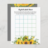 ひまわりテーマ結婚のブライダルシャワーゲームビンゴ (正面/裏面)