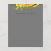 ひまわりテーマ結婚のブライダルシャワーゲームビンゴ (裏面)