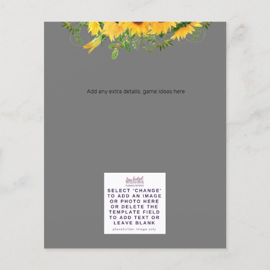 ひまわりテーマ結婚の詳細メニュープログラムその他 (裏面)