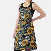 ひまわりディスコボールとヴィンテージカブトムシ虫車 エプロン (インサイチュ)