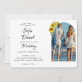 ひまわりデイジーエレガントアーチ写真の招待 招待状 (正面)