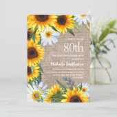 ひまわりデイジーズバーラップカントリー80誕生日 招待状 (スタンド正面)