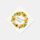 ひまわりデイジーフローラ100th誕生日パーティー スタンダードカクテルナプキン (角)