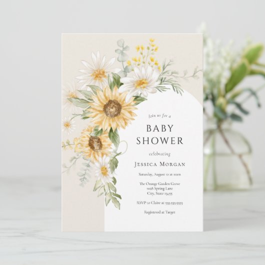 ひまわりデイジーベビーシャワー招待状 招待状 (スタンド正面)