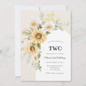 ひまわりデイジー誕生日 招待状 (正面)