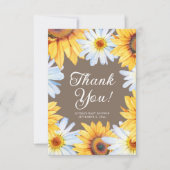 ひまわりデイジー赤ちゃんガールシャワーありがとう サンキューカード (正面)