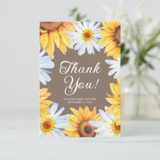 ひまわりデイジー赤ちゃんガールシャワーありがとう サンキューカード (スタンド正面)