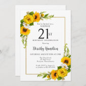 ひまわりデイジー21thバースデーサプライズパーティー 招待状 (正面/裏面)