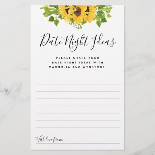 ひまわりデイトナイトアイディアカード (正面)