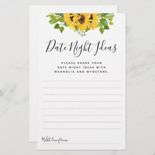 ひまわりデイトナイトアイディアカード (正面/裏面)