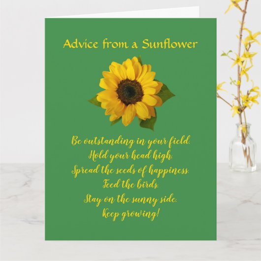 ひまわりデザイングリーティングカードからのアドバイス カード (黄色い花)