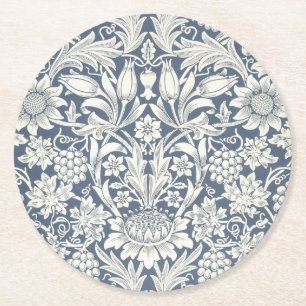 ひまわりデザイン(by William Morris)紙コースター ラウンドペーパーコースター