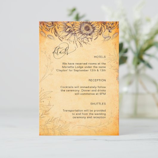 ひまわりトスカーナ秋の風合い エンクロージャーカード (スタンド正面)