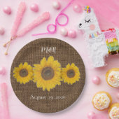 ひまわりトリオのバーラップの外観 – 素朴な結婚の ペーパープレート (パーティー)