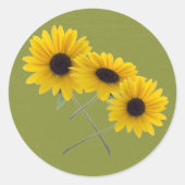 ひまわりトリオ写真夏色 ラウンドシール (正面)
