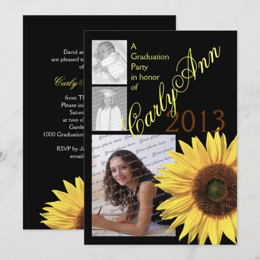 ひまわりトリフォト 招待状 (正面/裏面)