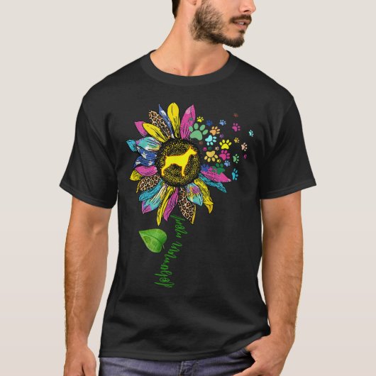 ひまわりドバーマンマママドッグ恋人 Tシャツ (正面)