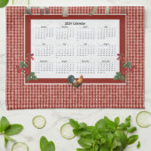 ひまわりナナロースターカウファームフレッシュレッドnホワイト キッチンタオル (折り畳み)