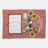 ひまわりナナロースターカウファームフレッシュレッドnホワイト キッチンタオル (横)